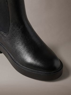 bottines chelsea à talons bottier en cuir triple black pour femmes calvin klein