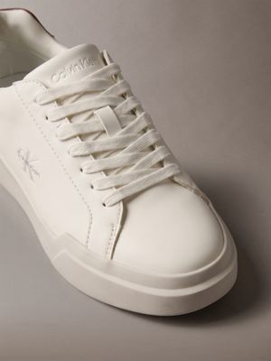 marshmallow/natural u/stony beige leather durable traction chunky trainers for women calvin klein