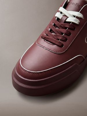 cherry cola/marshmallow leather durable traction chunky trainers for women calvin klein
