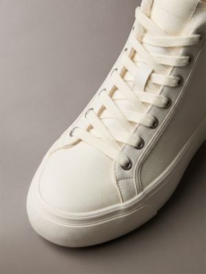 marshmallow leather platform high-top trainers for women calvin klein