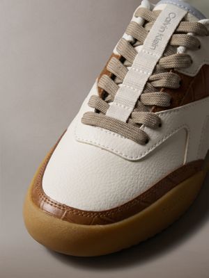 marshmallow/natural umber/gum ck kayla - croc-effect runner trainers for women calvin klein