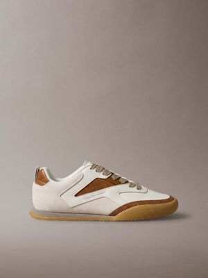 beige ck kayla - croc-effect runner trainers for women calvin klein