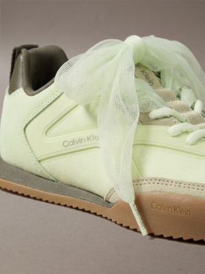 white green/sage green/gum ck kayla - organza runner trainers for women calvin klein