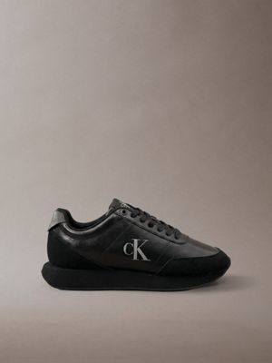sneakers da corsa in pelle con logo black da donne calvin klein