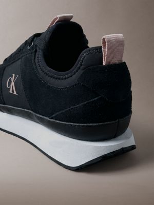 black/tuscany lauf-sneakers aus wildleder mit charakteristischem logo für damen - calvin klein