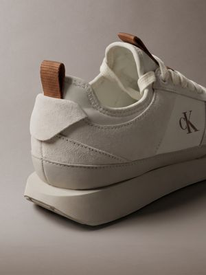 marshmallow/natural u/stony beige lauf-sneakers aus wildleder mit charakteristischem logo für damen - calvin klein