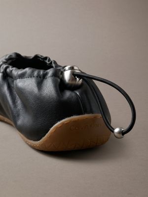 black/gum leather hybrid ballet trainers for women calvin klein