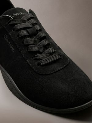 sneaker ballerina ibride in misto camoscio e cuoio triple black da donne calvin klein