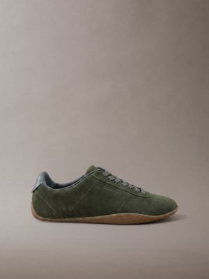 sneaker ballerina ibride in misto camoscio e cuoio green da donne calvin klein