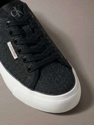 ck black jacquard logo platform trainers for women calvin klein