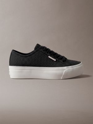 black jacquard logo platform trainers for women calvin klein