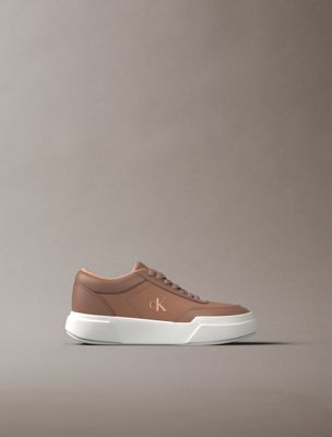 gold leather durable traction chunky trainers for women calvin klein