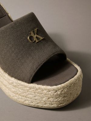 rocky brown canvas espadrille wedge sandals for women calvin klein
