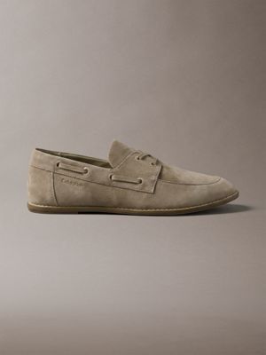 chaussures bateau en daim beige pour femmes calvin klein