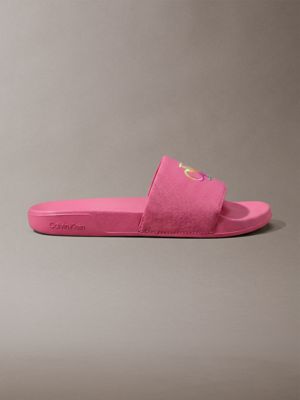 tongs profilées en toile avec logo - pride purple pour femmes calvin klein