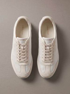 stony beige/dk ecru satin hybrid ballet trainers for women calvin klein