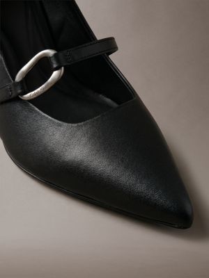 escarpins à talons aiguilles et brides en cuir triple black pour femmes calvin klein