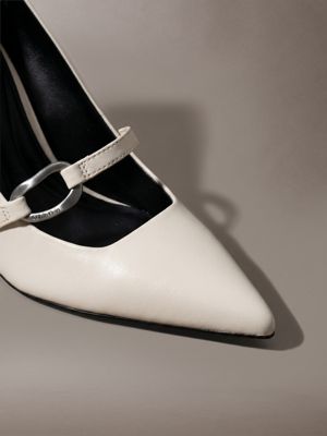 escarpins à talons aiguilles et brides en cuir light cashew pour femmes calvin klein