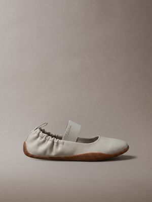 sneakers ballerina ibride in pelle beige da donne calvin klein