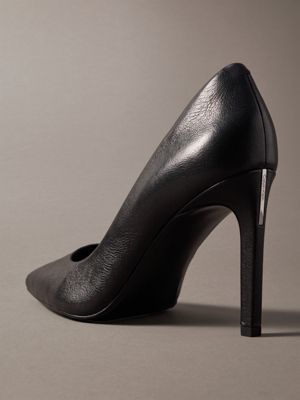 triple black leather stiletto pumps for women calvin klein