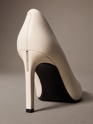 light cashew leather stiletto pumps for women calvin klein