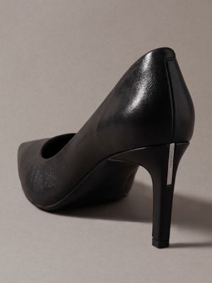 triple black leather stiletto pumps for women calvin klein