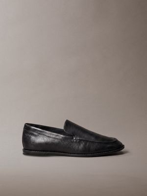 loafer in pelle con punta apron black da donne calvin klein