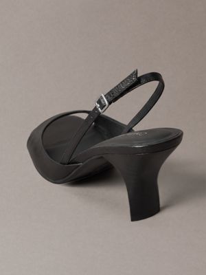 triple black leren sandalen met naaldhak en slingback voor dames - calvin klein