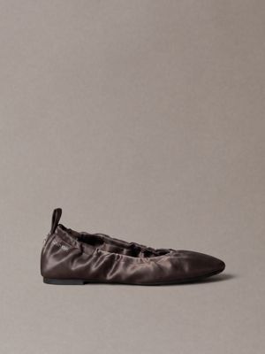 brown ruched satin ballerinas for women calvin klein