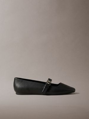 black leather mary jane ballerinas for women calvin klein