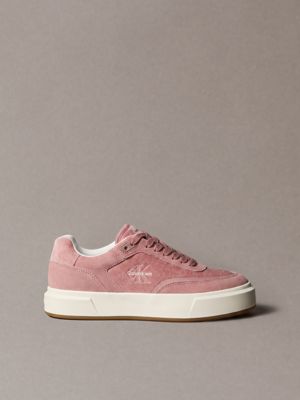 sneakers signature in camoscio e velluto a coste pink da donne calvin klein