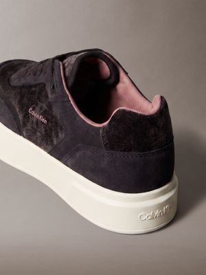 sneakers signature in camoscio e velluto a coste fudge/blush/marshmallow da donne calvin klein