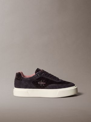 sneakers signature in camoscio e velluto a coste black da donne calvin klein