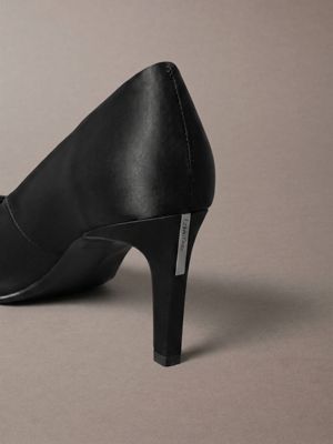triple black satin stiletto pumps for women calvin klein