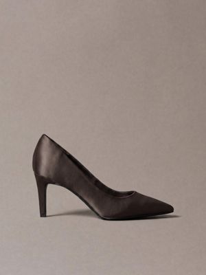 brown satin stiletto pumps for women calvin klein
