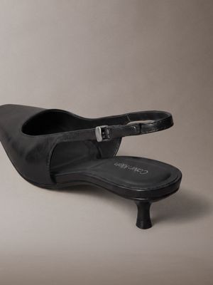 triple black slingbacks aus leder mit pfennigabsatz für damen - calvin klein