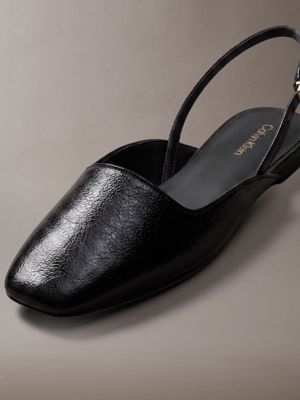 ballerine slingback in pelle metallizzata triple black da donne calvin klein