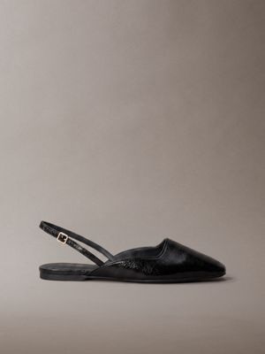 ballerine slingback in pelle metallizzata black da donne calvin klein