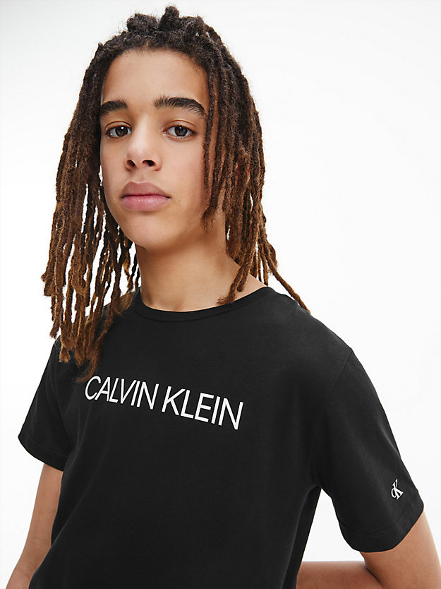 CK BLACK Organic Cotton Logo T-shirt for boys CALVIN KLEIN JEANS
