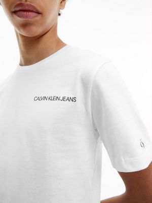 bright white cotton t-shirt for boys calvin klein jeans