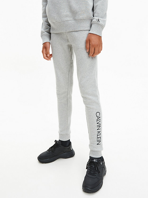 light grey heather organic cotton joggers for boys calvin klein jeans
