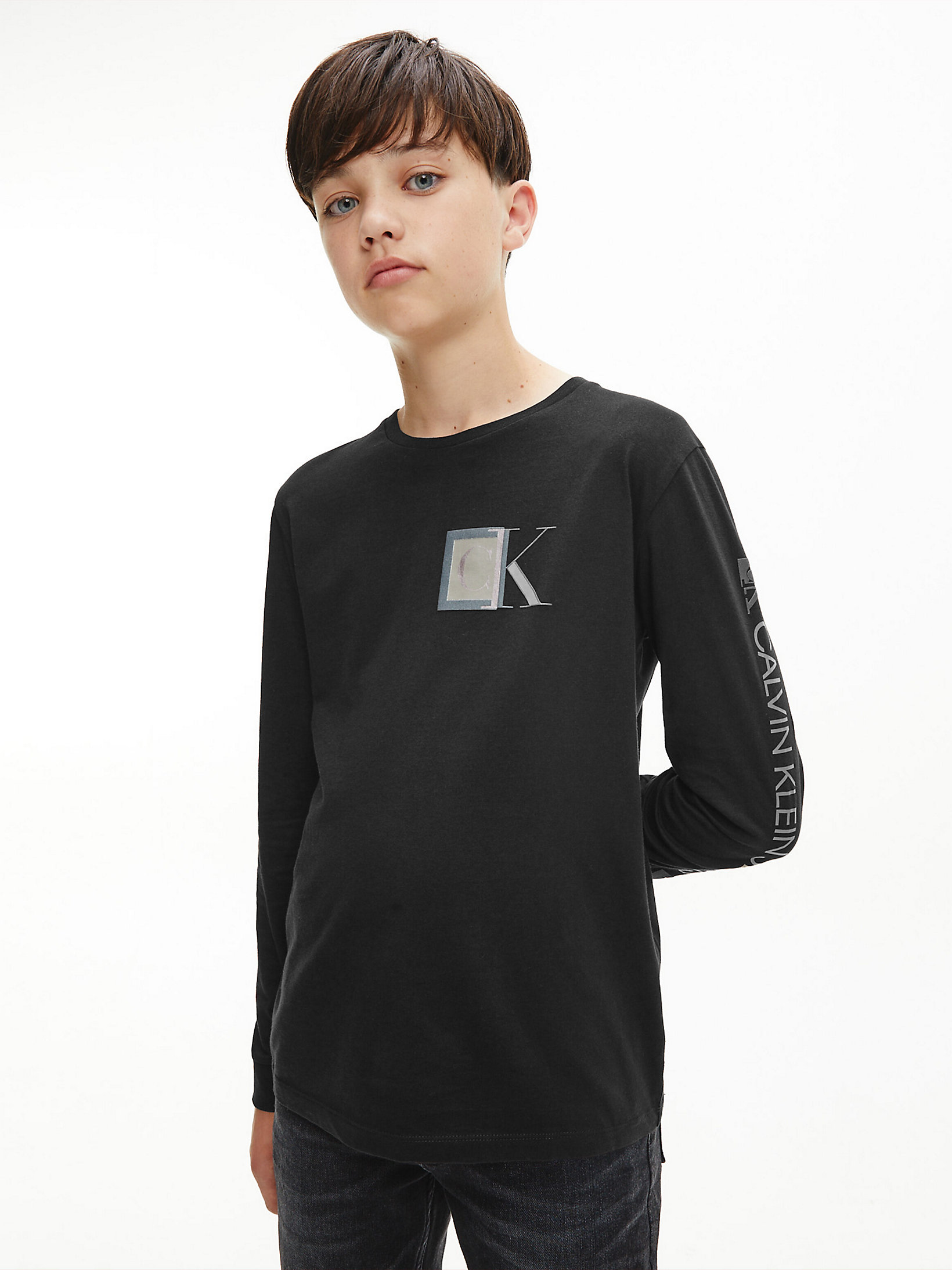 Calvin Klein Bambino Abbigliamento Top e t-shirt T-shirt T-shirt a maniche lunghe T-shirt in cotone biologico a maniche lunghe 