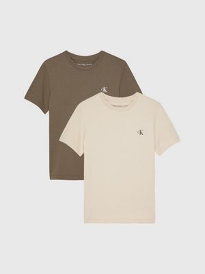 SHITAKE/ CLASSIC BEIGE 2er-Pack T-Shirts Aus Bio-Baumwolle undefined boys Calvin Klein