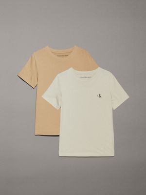 beige 2 pack t-shirts for boys calvin klein jeans