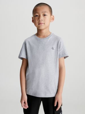 white/light grey heather 2 pack t-shirts for boys calvin klein jeans