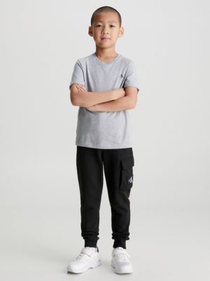 white/light grey heather 2 pack t-shirts for boys calvin klein jeans