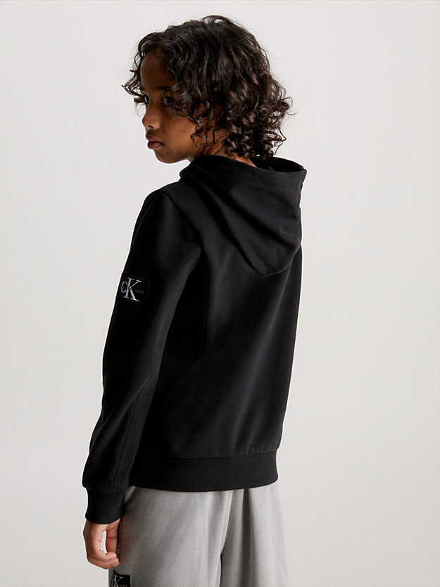 ck black peached terry hoodie for boys calvin klein jeans