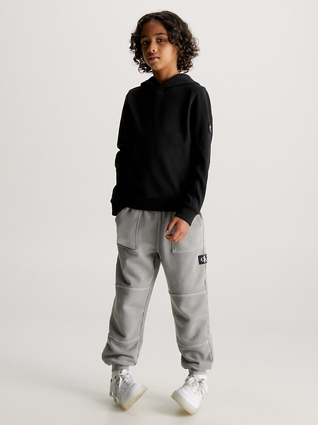 black gepeachter frottee-hoodie für boys - calvin klein jeans