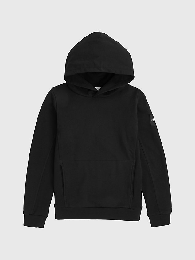 black peached terry hoodie for boys calvin klein jeans