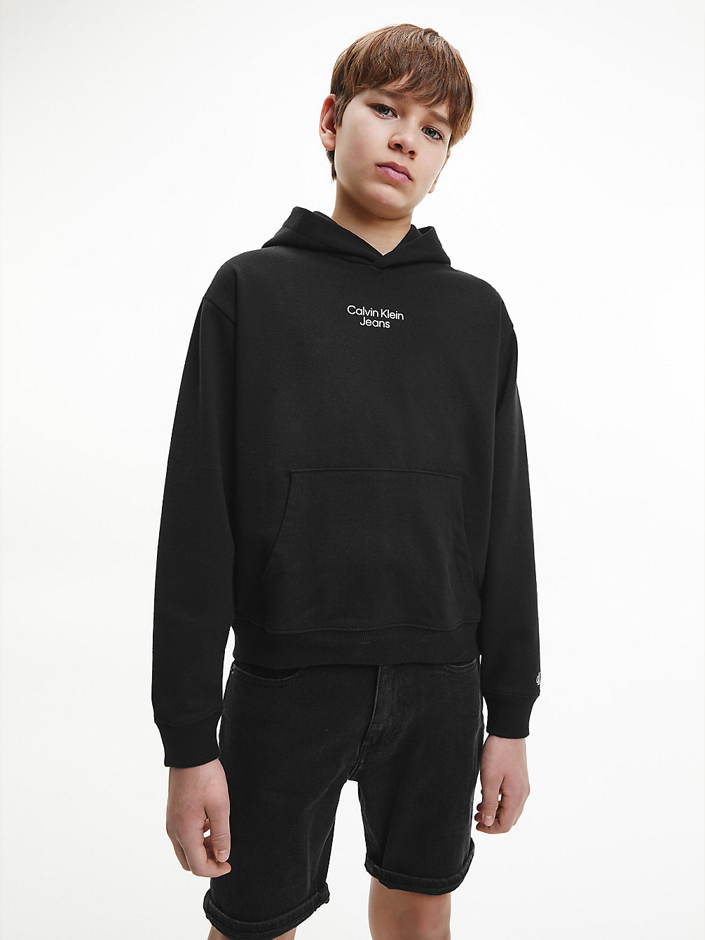 CK BLACK Relaxed Recycled Cotton Hoodie undefined boys Calvin Klein